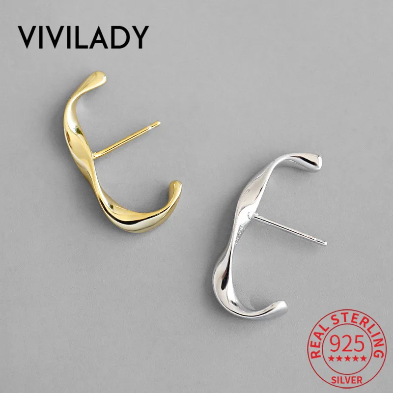 VIVILADY, панк, необычные, 925 пробы, серебряные, скрученные, женские серьги-гвоздики, очаровательные, золотые, серебряные, INS, тренд, Женские Ювелирные изделия, Brincos