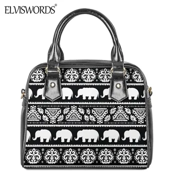 

ELVISWORDS Fashion Women PU Leather Tote Bag Aztec Elephant Print Ladies Shoulder Handbag 2020 Brand Designer torebka damska