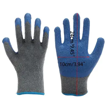 

12 Pairs Breathable Construction Site Safety Work Gloves Textured Rubber Latex Coated Non-Slip Wear-Resistant Protective Hand Co
