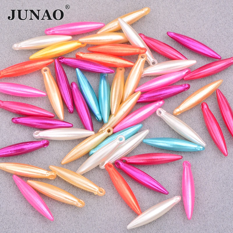 JUNAO 50 шт. 5*25 мм смешанные цвета большие жемчужные бусины стразы каплевидные