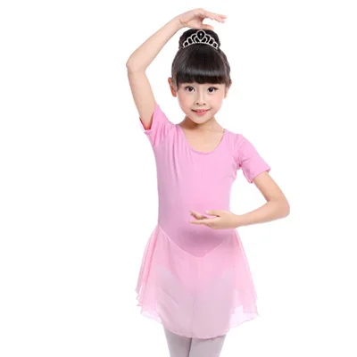 pink short sleeve Детское Сетчатое балетное платье-пачка для балерины, гимнастическое трико, боди для девочек, танцевальные костюмы, одежда танцора - Цвет: pink short sleeve