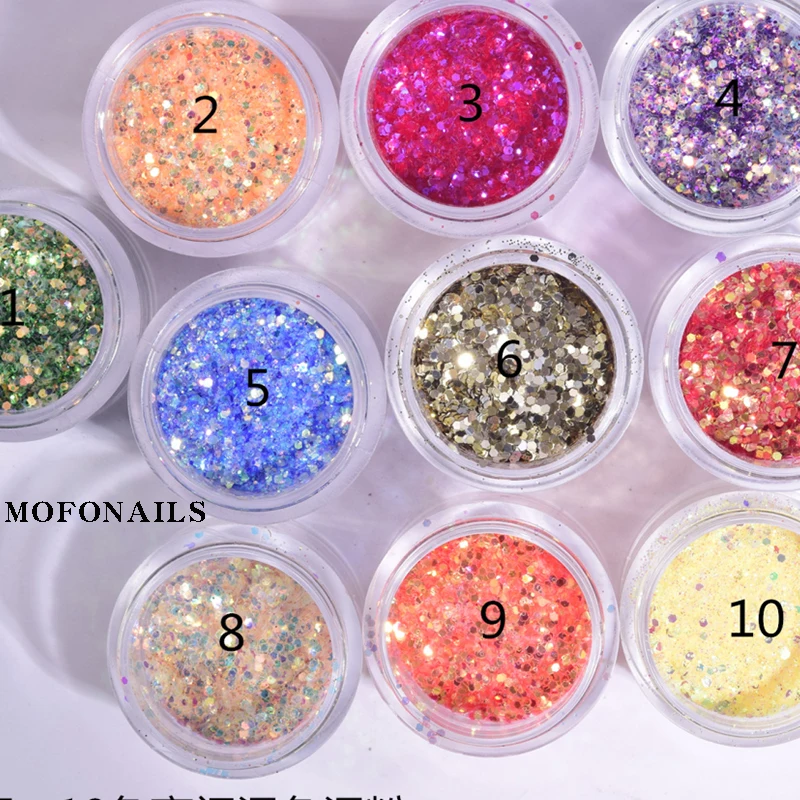

10ml Jars Nail Mixed Size Glitter Flake Sequin Laser Chunky Holographic Mix Hexagon Sequins DIY Nail Glitter Art Sequins Decorat