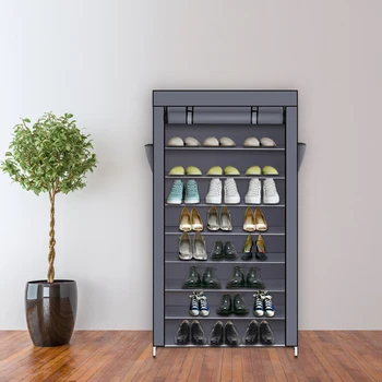 

10 Tiers Shoe Rack with Cover Closet Shoe Storage Cabinet Organizer for Home Storage and assembly decoration Shoe Cabinets TP899
