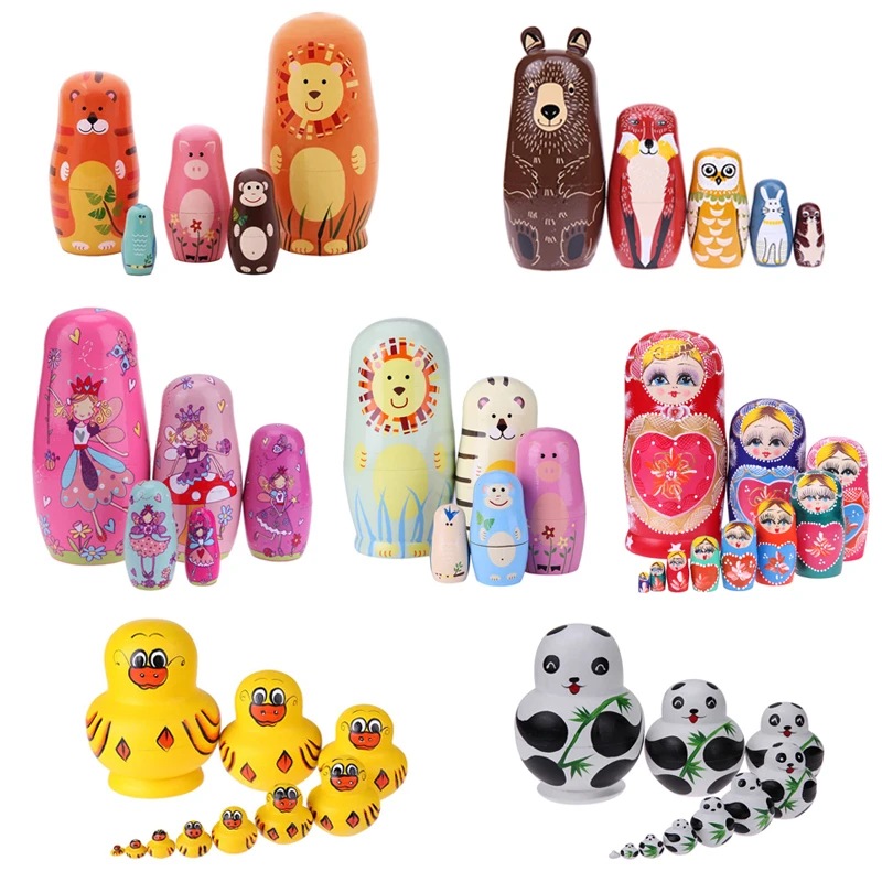 1 Set Wood Russian Nesting Doll Matryoshka Dolls Toys Russian Nesting