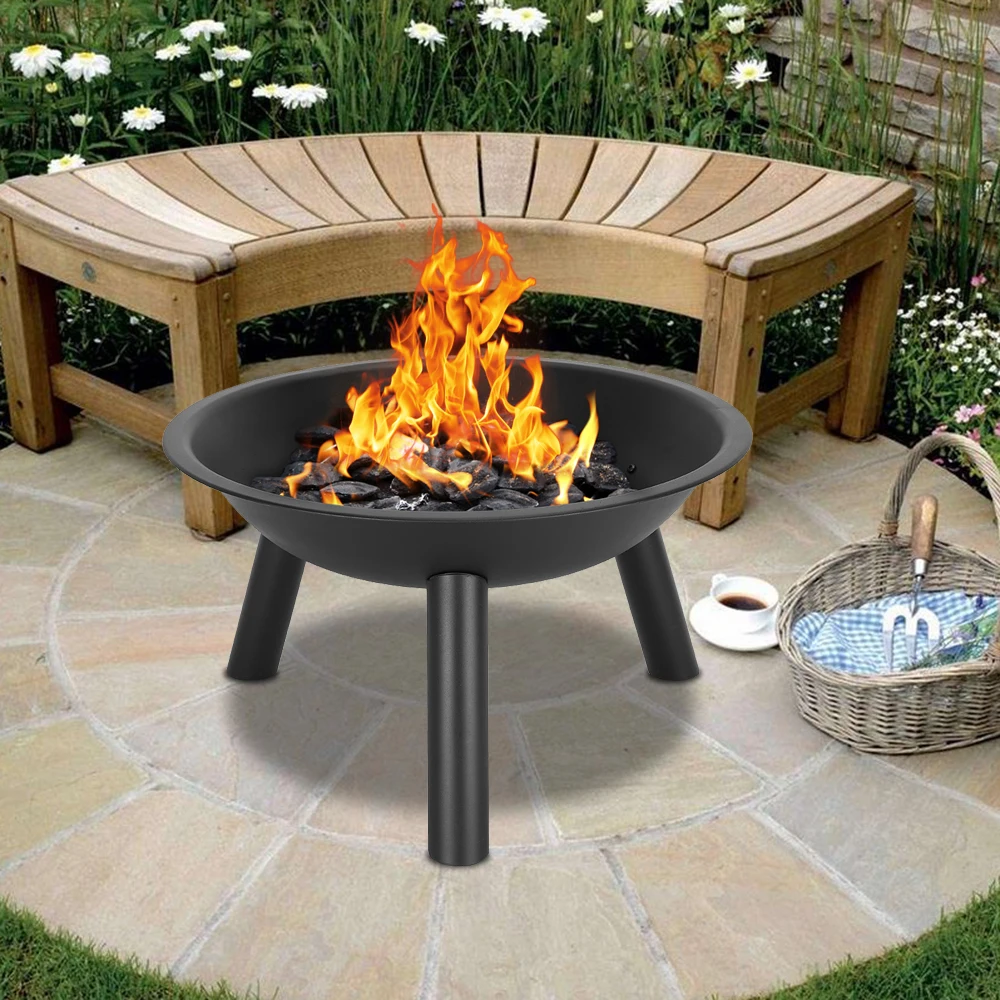 

22" Iron Fire Pit Bowl Outdoor Bonfire Wood Burning Firepit for Camping Picnic Patio Backyard