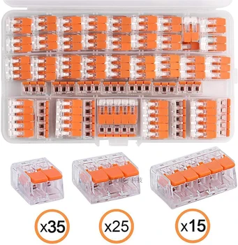 

75 PCS Brand Lever Nuts Wiring Terminal Connector Kit Push Type Building Connection Terminal PCT 221 412 413 415 450V 32A