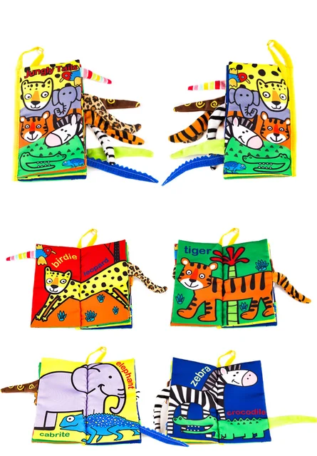 Infant Baby Book Educational Toys 3D Animal Tail Cloth Book For Kids Newborn Soft Fabric Activity Quiet Children Books 3+ Months 3