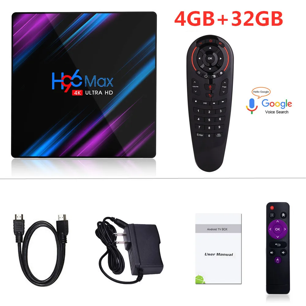 4GB32GB G30s voice Kebidumei H96 MAX Android 9,0 tv Box 4 ГБ ОЗУ 64 Гб H.265 Rockchip RK3318 4K голосовой помощник потоковый медиаплеер 2GB16GB - Цвет: 4GB32GB G30s voice