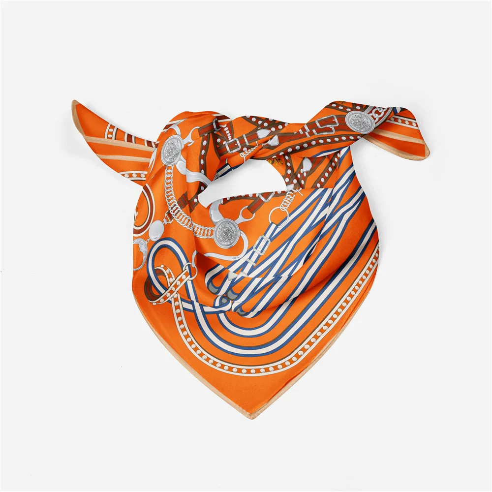53cm Pferdes eil druck Modemarke quadratischer Schal 2024 Design Seide Frauen Schal Bandana Luxus Stirnband Hijab Halstuch – Detail 15