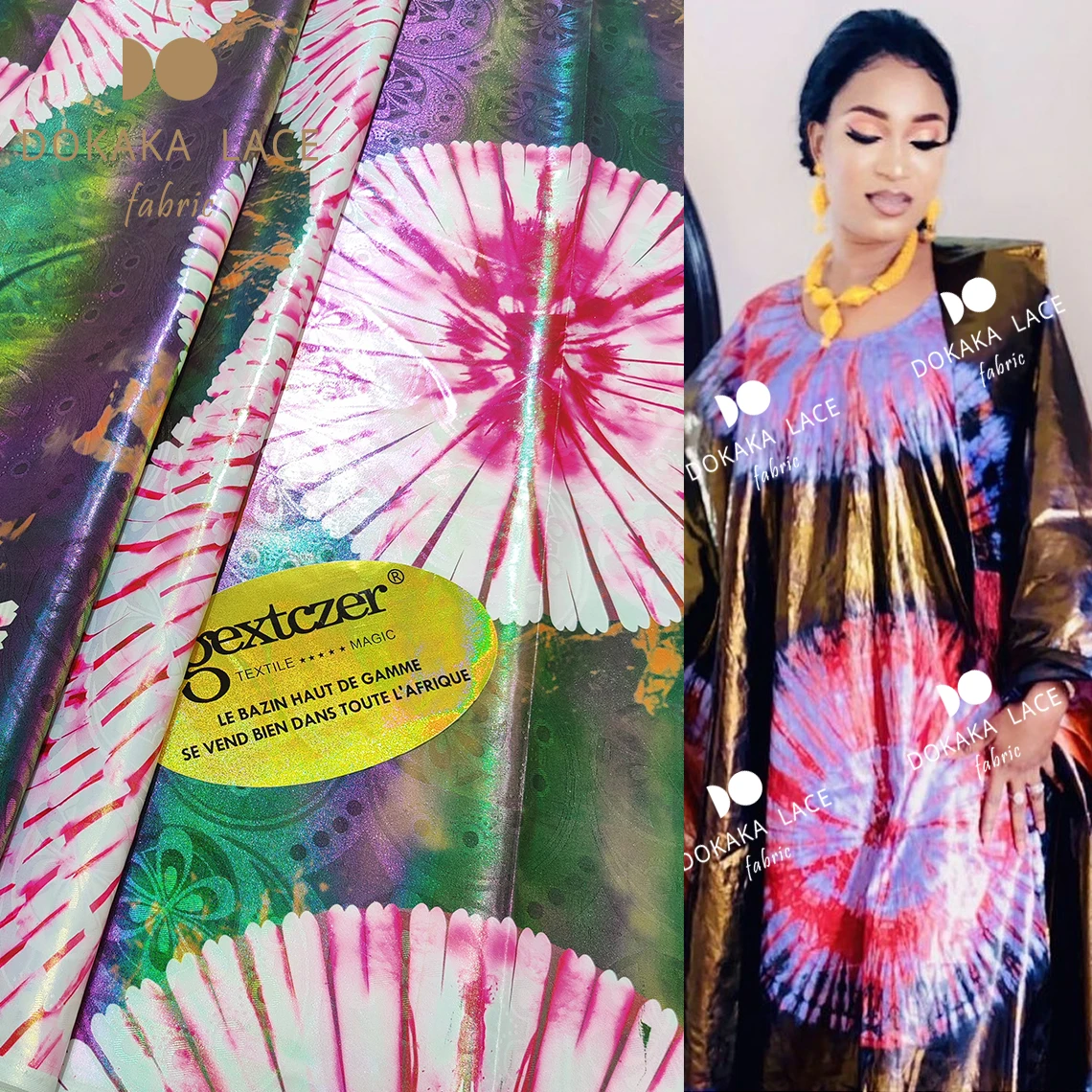 

5 Yards High Quality Pattern Austria Quality Shadda Damask Basin Riche Fabric Soft Guinea Brocade 100% Cotton Sewing