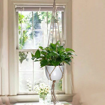 

6*Flower Pot Jute Rope Net Plant Hanger Holder Macrame Hanging Basket House Rope