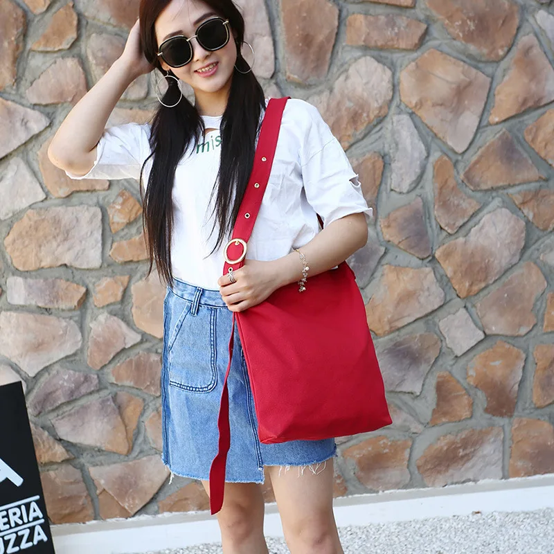 

Summer New Style Solid Color Simple Portable Canvas Bag Women's Shoulder Canvas Bag Leisure Bag