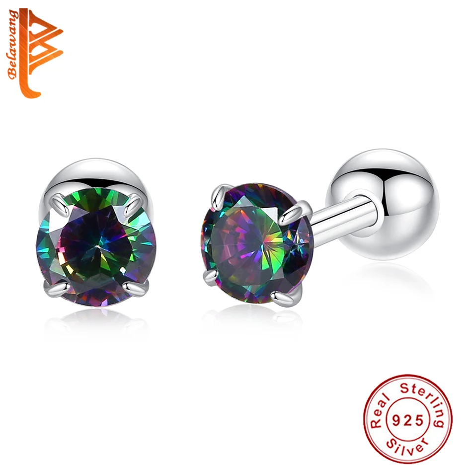 Винтажное серебро 925 пробы, черный AAA+ кубический цирконий, навсегда круглые серьги-гвоздики для женщин, Новогоднее украшение в подарок