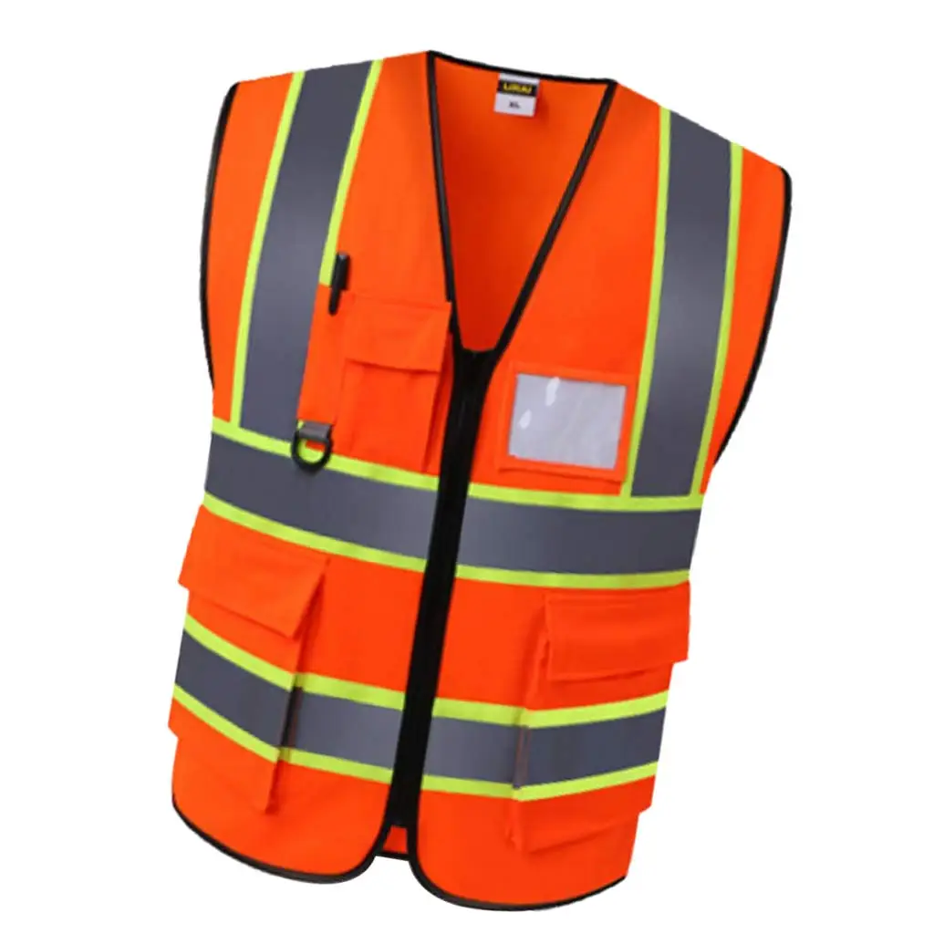 Reflective Safety Vest For Engineer Construction W/ Pockets Free Size