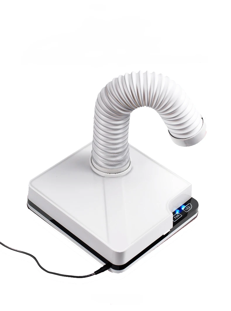 US plug 80 Вт средство для снятия маникюра, пылесос для ногтей, пылесос, телескопический локоть, пылесборник для ногтей, 3 освещения - Цвет: US plug