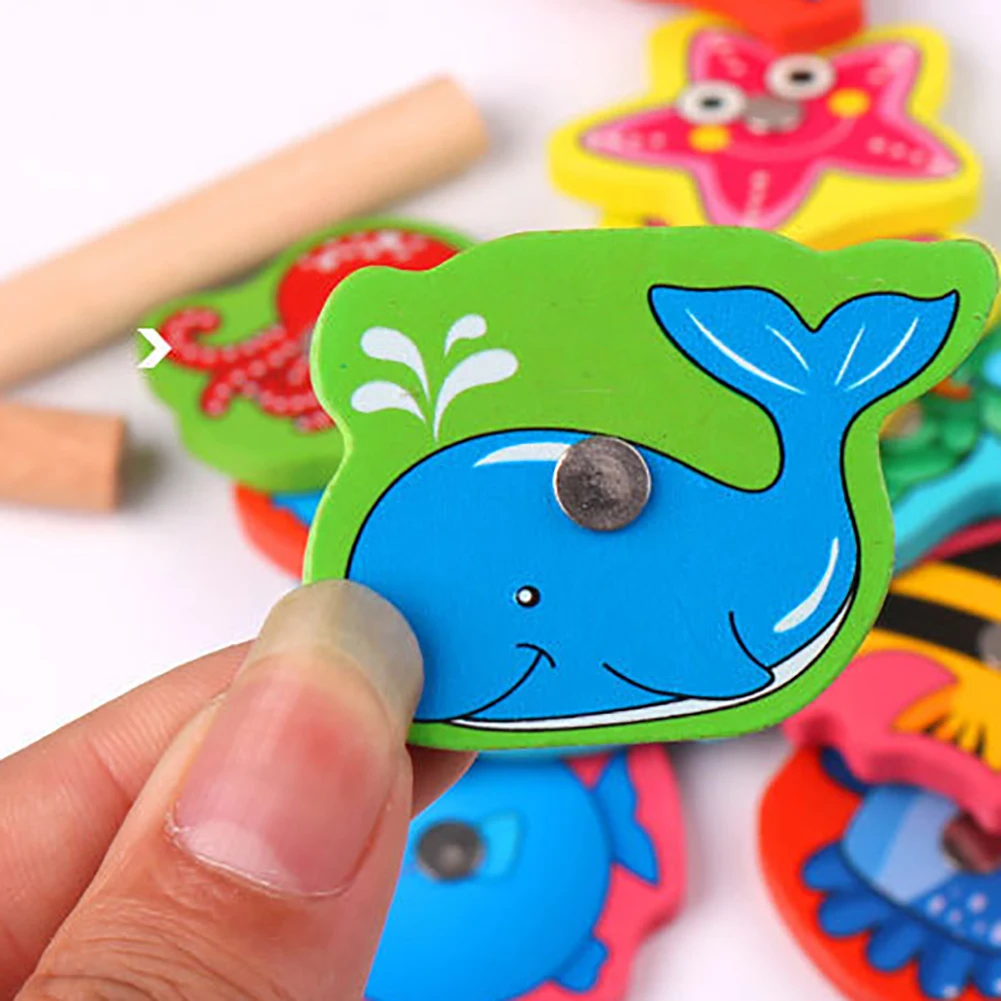 Детская игрушка для рыбалки, магнитная деревянная игрушка для рыбалки, детская игрушка для симуляции океана, интеллектуальная Рыбная игра, детский подарок