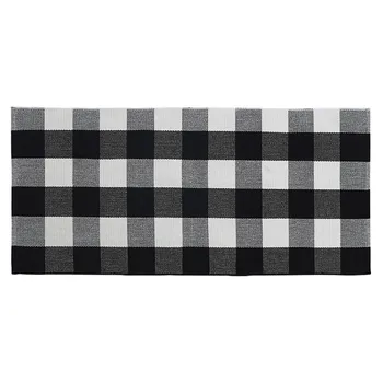 

Kitchen Bath Cotton Plaid Rugs Black and White Checkered Rug Door Mat Rug prevent Slip Doormats Door Entry Front Door Mats #30