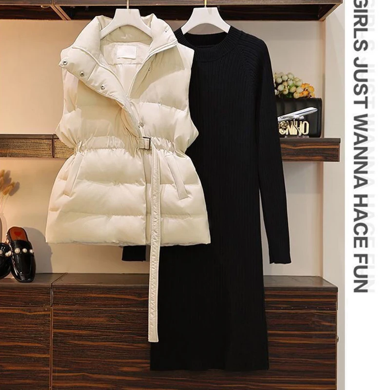 maxi puffer coat Winter 2021 Plus Size 2XL Women Vest New Harajuku Loose Vest Jacket Fashion High Waist Cotton Belt Vest Coat petite long puffer coat