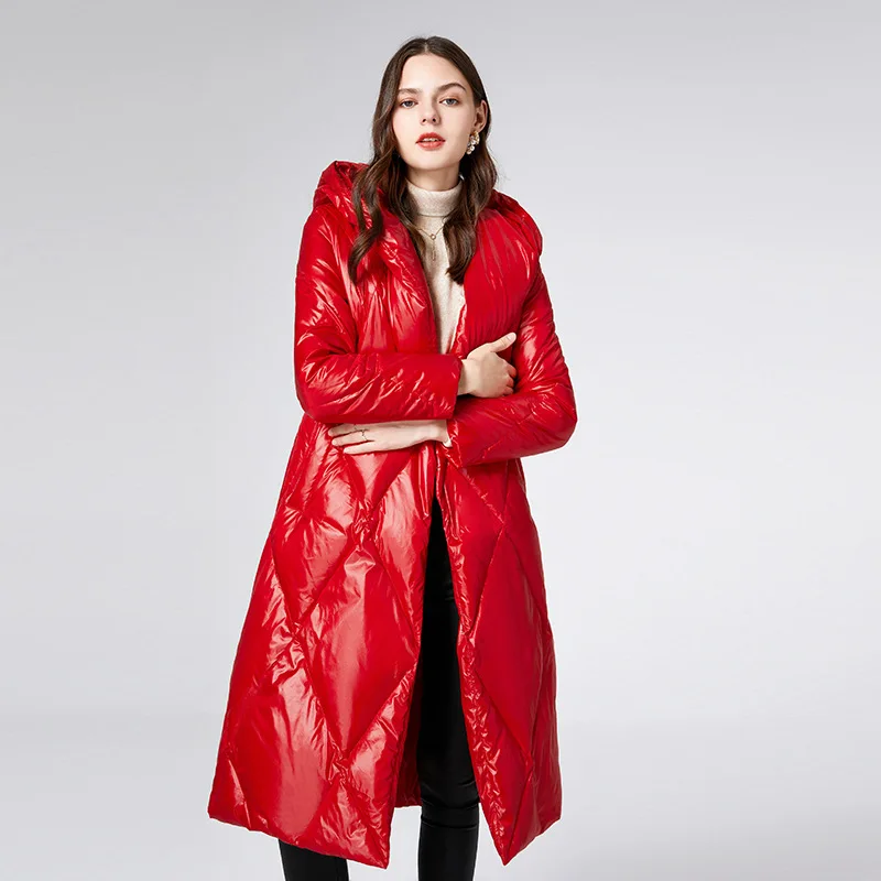 Lightweight Down Jacket Female White Duck Down Mid-length Fashion Waist Warm Winter New Outdoor Bread Jacket