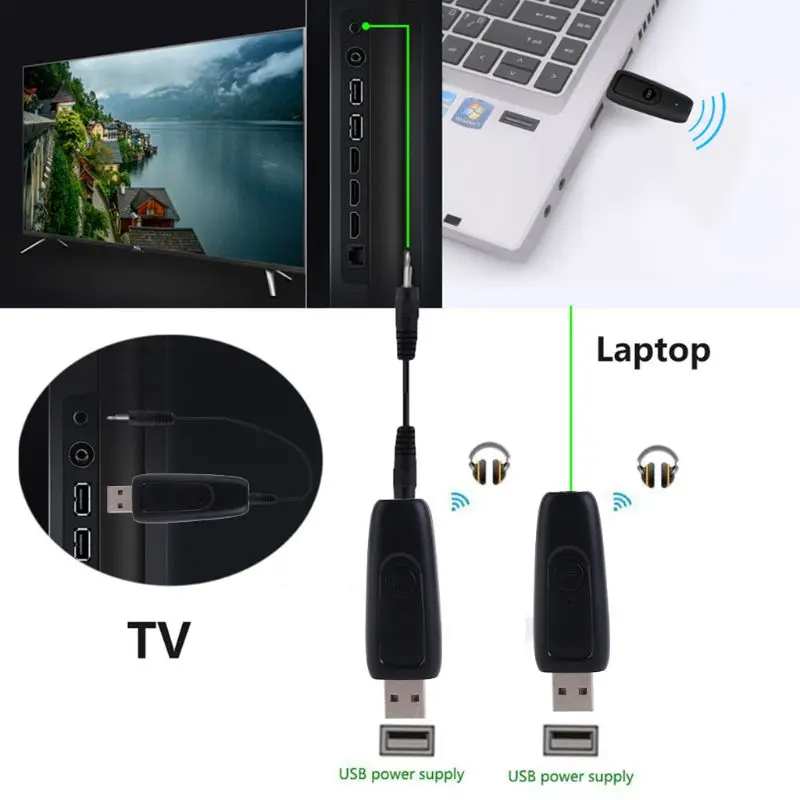 Bluetooth 5,0 передатчик USB адаптер 3,5 мм AUX Jack беспроводной ключ пусковой установки