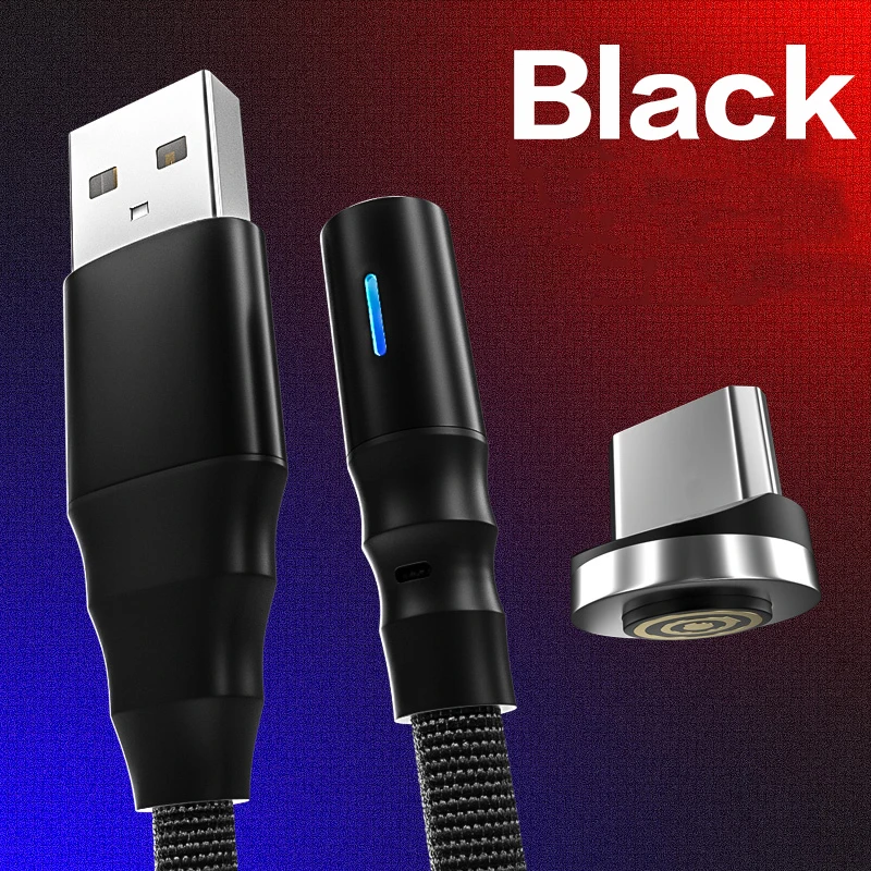 3а Быстрая зарядка USB C Магнитный кабель Поддержка передачи данных тип-c Micro USB кабель для мобильного телефона для iPhone - Цвет: black