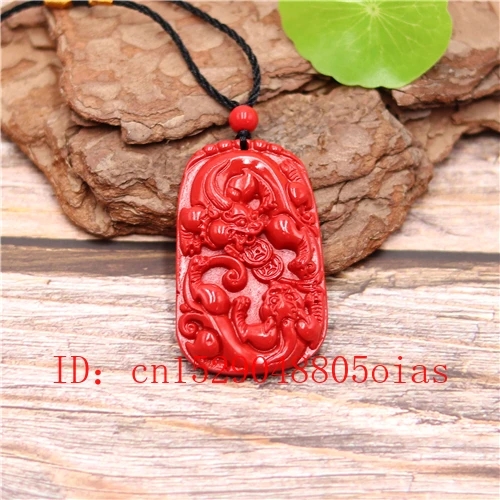 

Tiger Pendant Necklace Chinese Natural Red Organic Cinnabar Buddhism Pixiu Amulet Charm Jewellery Fashion Woman Gifts