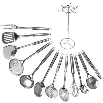 

12 Pieces Utensil Set Stainless Steel Cooking Tools Kitchen Utensils With Holder Non-stick Spatula Cookware Set With Gift Box