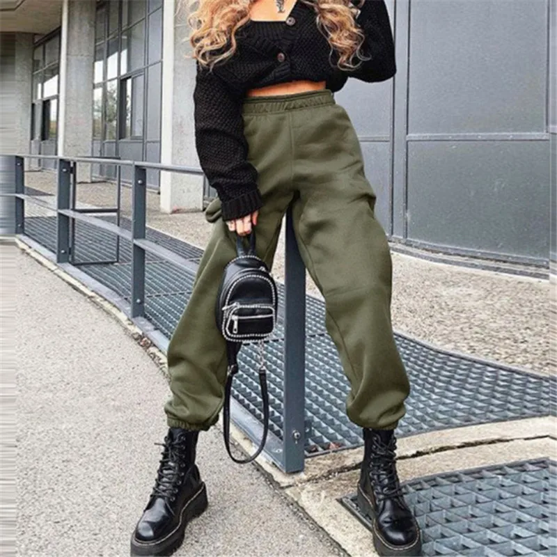 

FS 2020 Women Active Sweatpant High Waist Sporty Gym Athletic Fit Fleece Jogger Solid hip hop cool Pants Lounge Trousers