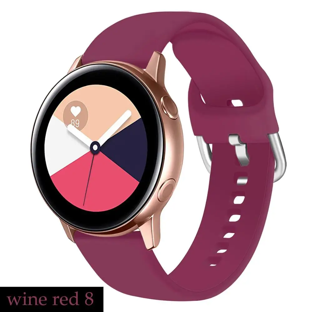 Силиконовый ремешок pulseira для samsung galaxy watch 46 мм gear s3 S2 huawei watch gt 20/22 мм galaxy watch active Ремешки для наручных часов - Цвет ремешка: wine red 8