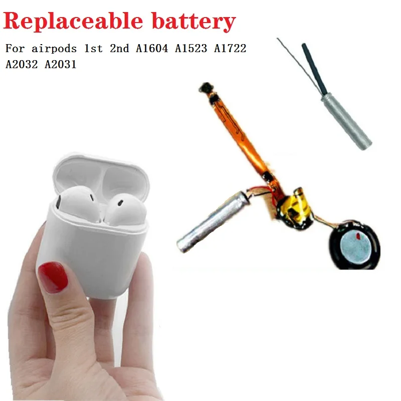 Replace Battery For airpods 1st 2nd A1604 A1523 A1722 A2032 A2031 air pods 1 2 replaceable GOKY93mWhA1604 | Электроника