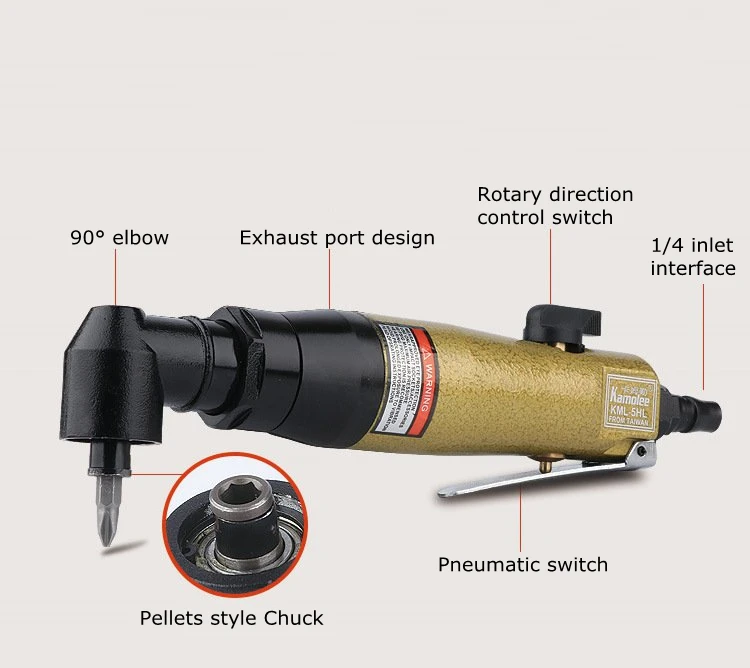 Pneumatic Right Angle Screwdriver Industrial Grade 9000rpm 7N.m Home Renovation High Quality Small Space Pneumatic Screwdriver