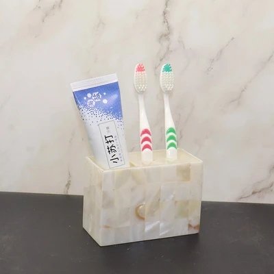 Wedding Gifts Natural Shell Wash Set Bathroom Five-piece Set Christmas Decoration Bathroom Accessories Kit Mouth Cup Brush Tooth - Color: toothbrush holder