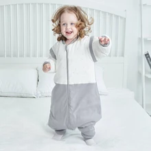 

Sleeping Bag For Children 1-3Years Gray Stars Print Simple Design Removable Sleeves Winter Thicker Warm One-Piece Sleepwear