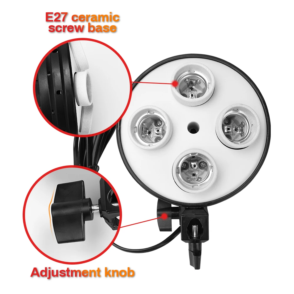 50*70cm Photography Softbox Lighting Kit 4 in1 Lamp Holder E27 Base Photo Studio Camera Lighting Equipment 2M Light Stand Tripod