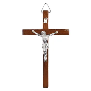 

Religious Brown Wood Jesus 146mm Small Cross Catholicism Church Wall Crucifix
