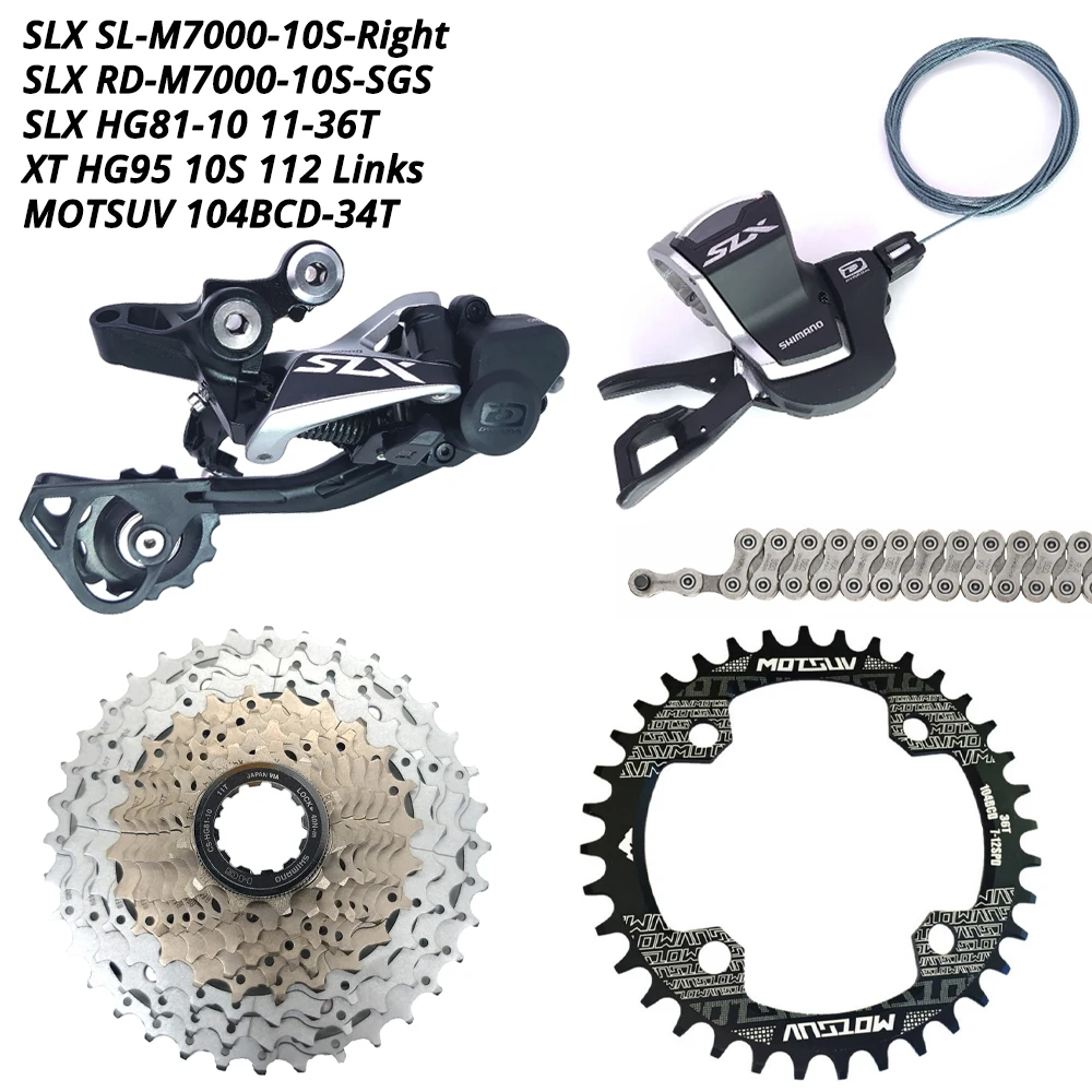 104BCD-34T 10s 36T SLX 1X10S 10 S 10 скоростной комплект rd-m7000 sl m7000 HG81-10 11-36T CN-HG95 KMC X10 SUNSHINE 11-42T 46T 50T MOTSUV 104BCD Chainring - Цвет: 104BCD-34T 10s 36T