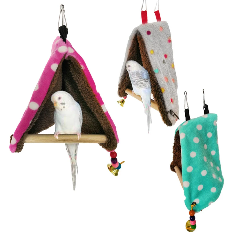 Litewoo Bird Hammock Nest Plush Warm Hanging Tent Pet Parrot Swing Bed Cave Cage for Parakeet Canary Cockatiel Lovebird Hamster Random Color 