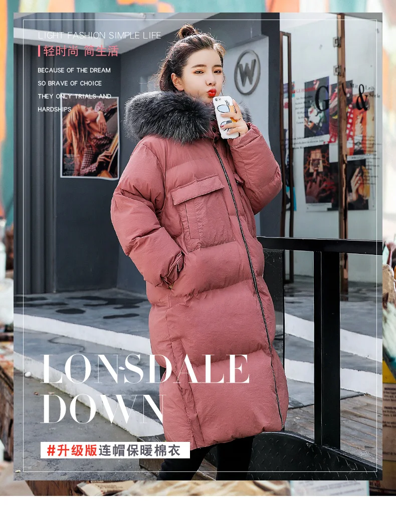 Winter Long Sleeve Thick Mid-length Straight-Cut Casual Fashion Cotton-padded Clothes/Cotton Coat