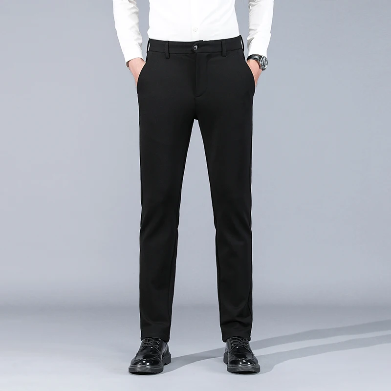 Новые осенние зимние повседневные брюки мужские модные прямые мужские брюки классические деловые Длинные мужские брюки - Цвет: Black