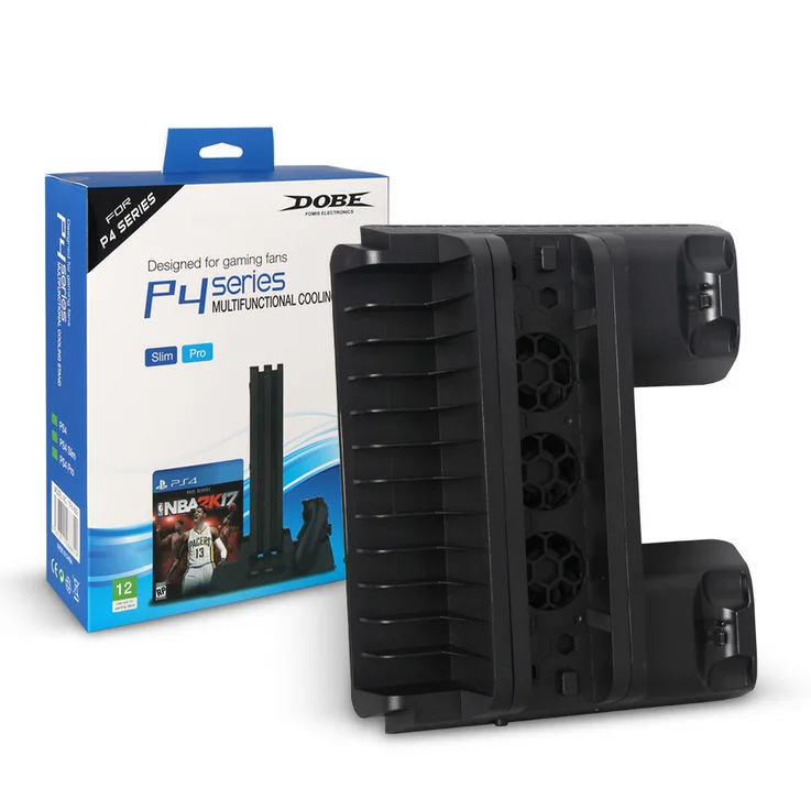 

PS4/Slim/Pro Multi-functional Cooler Pad PS4 Base Heat Dissipation Fan + Dish Rack + Double Charge TP4-882