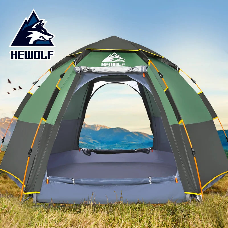 Hewolf 2 в 1 автоматические палатки для кемпинга Водонепроницаемый солнце Семья с функцией автоматического управления для путешествий на открытом воздухе Пеший Туризм пляжные «вигвам» для 3-4/5-8 человек
