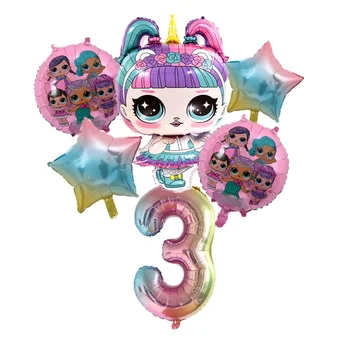 

L.O.L.SURPRISE Birthday Balloons 6pcs set LOL Party Supplies Number Balloons Set Home Decoration Birthday Party Decorations Kids