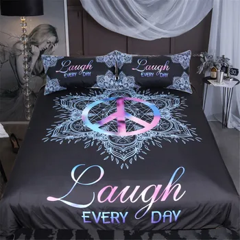 

ONGLYP 3D Bohemian Peace Bedding Set 3Pcs Comfy Duvet Cover Pillowcase Twin Full Queen King Size Bedding Quilt Cover Home Decor