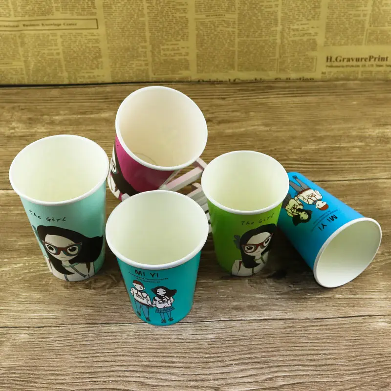 50 шт ко Дню Святого Валентина, одежда с рисунком из мультфильма на пара цветные бумажные стаканчики одноразовые, для молока чай «Hot Drink Coffee» сока упаковочная чаша с крышкой