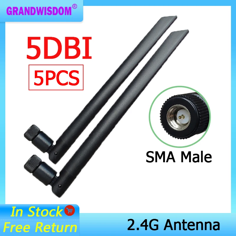 Антенна Grandwisdom 5 шт. 2 4G дБи sma wlan Wi-Fi 4 ГГц pbx iot модуль маршрутизатор сигнальный