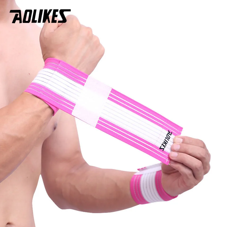 Pink with White 1 шт. хлопок эластичный бинт ручной тренажерный спортивный браслет поддержка запястья бандаж обертывание карпальный туннель - Цвет: Pink with White