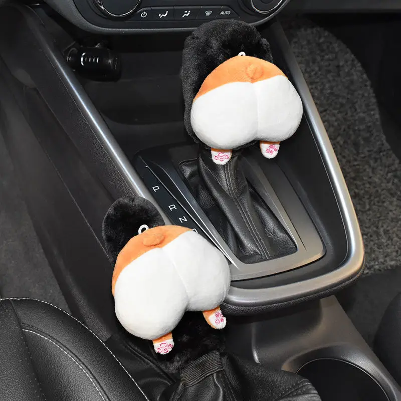 

Automobile Handbrake Grip Gear Set Cartoon Cute Universal Shift Gear Set Handbrake Grips Car Accessories Girl Car Interior Decor