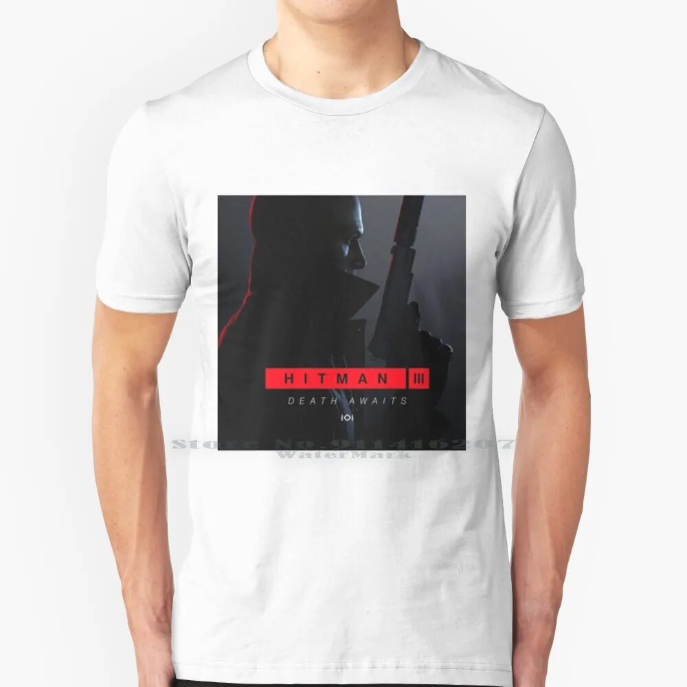 La Morte Aspetta La Maglietta 100% Puro Cotone Hitman Hitman 3 Hitman Iii Agente Action Assasin Stealth Game Game Art Up Coming Action