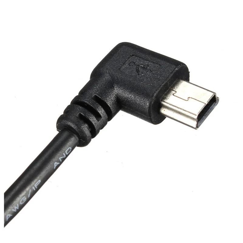 Горячая 3C-GPS мини-usb 5Pin 90 градусов левый Угловой Мужской к женскому Удлинительный кабель для передачи данных 24 см