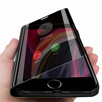 

for iphone se 2020 case smart mirror flip phone case for iphone se 2020 se2 iphonese magnetic stand book cover coque